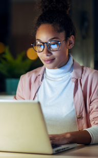 Girl working with laptop